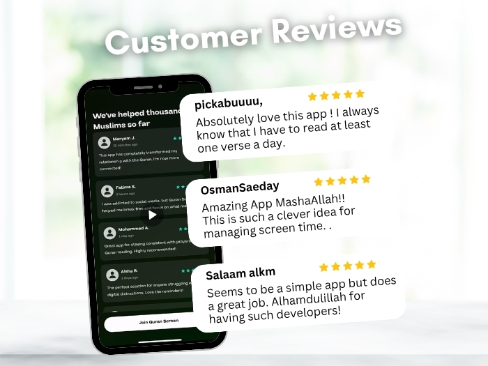 Customer reviews of QuranScreen app
